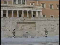 Athens: Changing Of The Guard: Evzones Guards at Parliament.  Greece Stock Footage