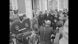 US General Eisenhower and West German Chancellor Adenauer pose for photo opportunity in Bonn, Germany News Clip