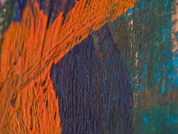 Paintbrush with oil paint on classical canvas Stock Footage
