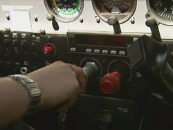 Light aircraft cockpit interior, throttle and mixture lever, Australia Stock Footage