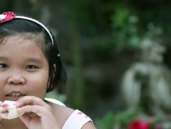 Fat girl eating Stock Footage