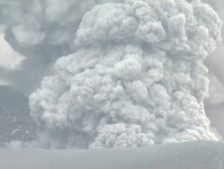 Eruption of the Shinmoedake crater of the Kirishima volcano, Japan. 28 January 2011. Stock Footage