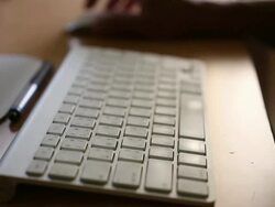 Man hands typing computer keyboard Stock Footage