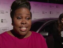 INTERVIEW - Amber Riley on what brings her out at the Grammys at the 4th Annual ESSENCE Black Women In Music Event Honoring Lianne La Havas and Solange Knowles on 2/6/13 in Los Angeles, CA. Stock Footage