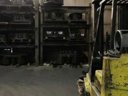 MS TU PAN TD Forklift at main manufacturing area in factory / Seattle, Washington, United States Stock Footage