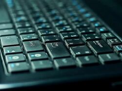 Typing fingers push notebook.Backspace Stock Footage