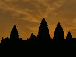 Angkor Wat Temple of Cambodia at Sunrise Silhouette Stock Footage