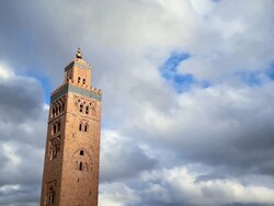 WS View of minaret of Koutoubia Mosque / MARRAKESH, Morocco Stock Footage