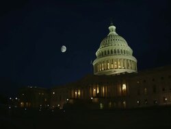 US Capital at Night with Moon Stock Footage