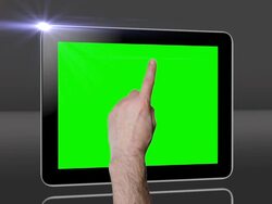 Touchscreen tablet gestures with green screen. HD Stock Footage