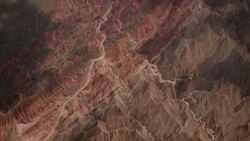 View of rainbow mountains in Zhangye Danxia Landform, China Stock Footage