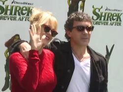Melanie Griffith and Antonio Banderas at the 'Shrek Forever After' Premiere at Universal City CA. (Footage by WireImage Video/GettyImages) Stock Footage