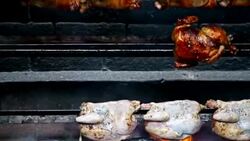 Rotisserie chicken Stock Footage