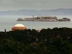 Alcatraz and Palace of Fine Arts Stock Footage