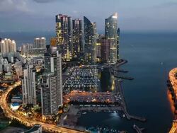 WS T/L View of Haeundae Centum City Area in Busan / Busan, South Korea Stock Footage