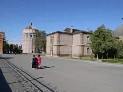 Vagharshapat, Echmiadzin cathedral, theological school building Stock Footage
