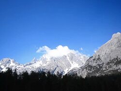 Snow Mountain Landscape and Pine Tree Forests Stock Footage