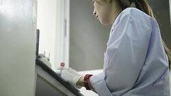 asia women medical technology doing research in laboratory Stock Footage