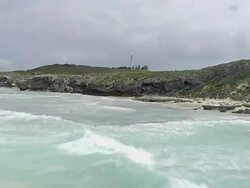 MS AERIAL TU View of sea shore and lighthouse / Kings Cliff, New South Wales, Australia Stock Footage