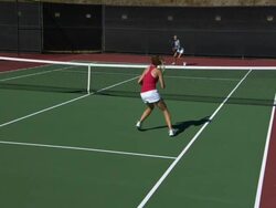 WS, CS, Two young women playing tennis, Santa Barbara, California, USA Stock Footage