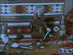 Oslo city scenes and a viking puppet. Oslo, 1960s Stock Footage