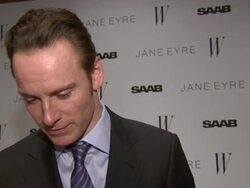 INTERVIEW: Michael Fassbender on his mom and sister loving Jane Eyre. at the 'Jane Eyre' New York Premiere - Arrivals at New York NY. Stock Footage