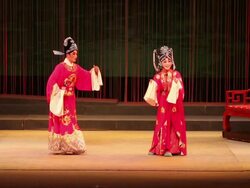 MS PAN Artist performing qinqiang opera in theater, qinqiang is representative folk opera of northwest china AUDIO / xi'an, shaanxi, china Stock Footage