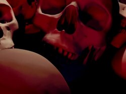 Halloween, Zoom out from a field of skulls Stock Footage