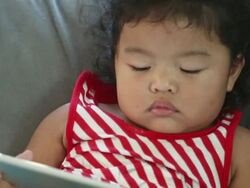 Small happy child with tablet Stock Footage