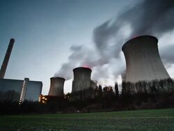Dolly TIMELPASE: Cooling tower Stock Footage