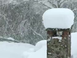 CU Heavy snowfall during winter  / Saarburg, Rhineland-Palatinate, Germany Stock Footage