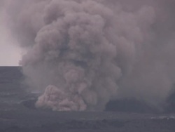 Volcano eruption hawaii national park ash smoke lava patagonia america Stock Footage