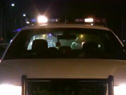 Police Car Lights Flashing at Night. Stock Footage