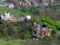 AERIAL PAN WS Royal Observatory Greenwich / London, UK Stock Footage