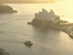 Syney Harbour and the Sydney Opera House at Dawn News Clip