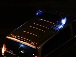 German Police van, lights blinking (HD, NTSC, PAL) Stock Footage