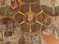 ECU Shot of BIBLICAL FRESCO / Praslin, Seychelles Stock Footage