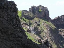 Pompeii, smoke coming out of the crater in Mount Vesuvius. Stock Footage