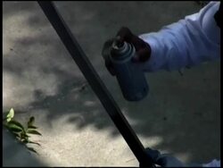 Spray Painting Strip of Metal Stock Footage