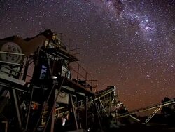 MS TS T/L View of machinery at night / Queensland, Australia Stock Footage