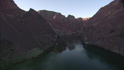 The Colorado River flows through Black Canyon toward Hoover Dam. Stock Footage
