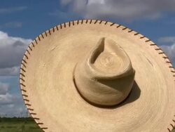HD 1080i Straw Sombrero Hat in Wind 2 Stock Footage