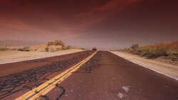 A red convertible travels along a desolate stretch of highway in Nevada. Stock Footage