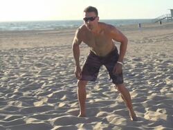 Man playing beach volleyball. - Slow Motion - filmed at 240 fps Stock Footage