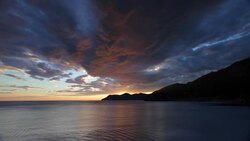 Italy, Liguria, Cinque Terre, coastline at dusk Stock Footage