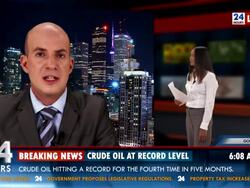 HD: Male Newscaster Reporting Live In TV News Stock Footage