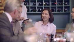 MS Businesswoman paying bill through credit card reader Stock Footage