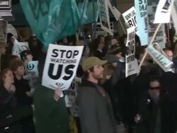 Protesters March Against NSA Spying, for Snowden Stock Footage
