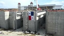 CLEAN : Installation of first floodgate in new expansion of Panama Canal News Clip