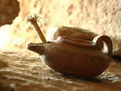 Unlit Clay Oil Lamp Stock Footage